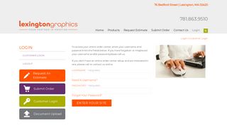 Lexington Graphics Inc : Login : Customer Login