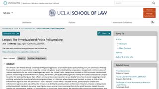 Lexipol: The Privatization of Police Policymaking - eScholarship