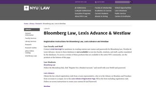 Bloomberg Law, Lexis Advance & Westlaw | NYU School of Law