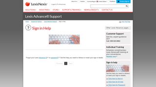 Lexis Advance® - Support | Sign in Help - LexisNexis