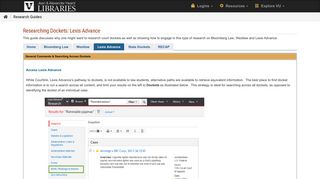 Lexis Advance - Researching Dockets - Research Guides at ...
