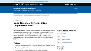 Lexis Diligence - Enhanced Due Diligence solution - Digital Marketplace