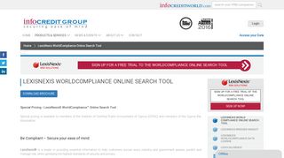 LexisNexis WorldCompliance Online Search Tool | Infocredit