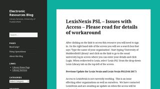 LexisNexis PSL – Issues with Access – Please read for details of ...