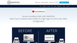LexisNexis AML Two Factor Authentication (2FA) SSO Single Sign ON