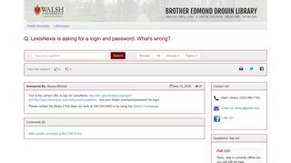 LexisNexis is asking for a login and password. What's wrong ...