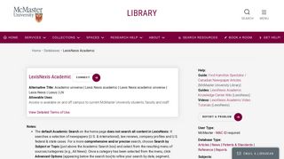 LexisNexis Academic | McMaster University Library