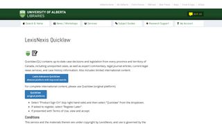 LexisNexis Quicklaw - UofA Libraries