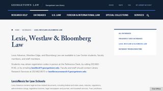 Lexis, Westlaw & Bloomberg Law | Georgetown Law Library ...