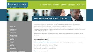 Online Research Resources | Thomas Jefferson School of Law