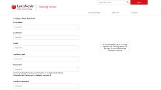 Register as a new user - the LexisNexis® Training Center