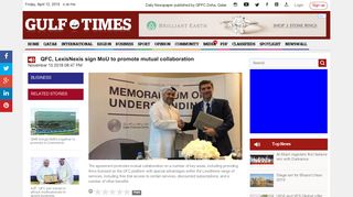 QFC, LexisNexis sign MoU to promote mutual collaboration - Gulf Times
