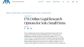 FYI: Online Legal Research Options for Solo/Small Firms | Legal ...