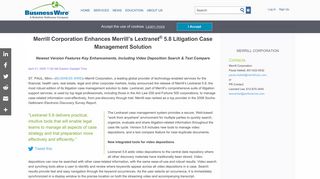 Merrill Corporation Enhances Merrill's Lextranet® 5.8 Litigation Case ...