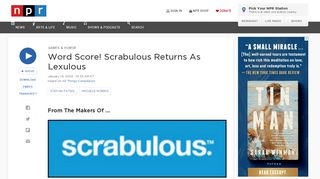 Word Score! Scrabulous Returns As Lexulous : NPR