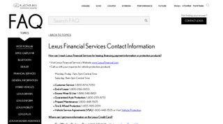 Lexus Financial Services Contact Information - FAQs