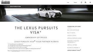 Lexus Pursuit Visa | Lexus Financial