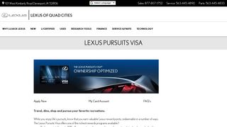 Lexus Pursuits Visa | Lexus of Quad Cities