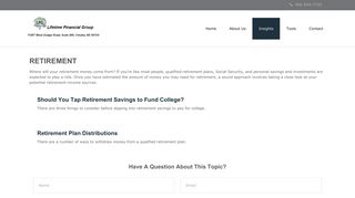 Retirement | LFG Inc./Lifetime Financial Group