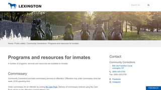 Programs and resources for inmates | City of Lexington