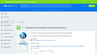[boost] Join LG Developer request bootloader unlock - LG G Stylo ...
