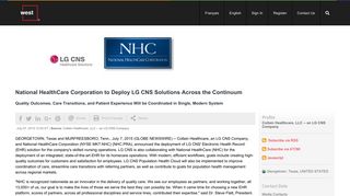 National HealthCare Corporation to Deploy LG CNS Solutions Across ...