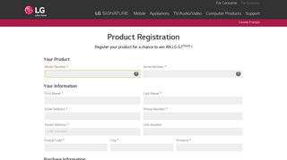 LG Register a Product | LG CANADA