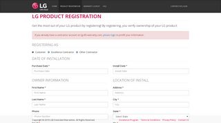 LG Product Registration - lg-dfs-warranty.com