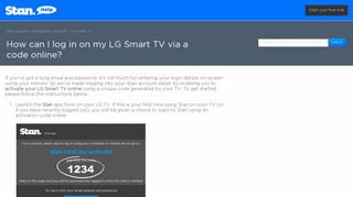 How can I log in on my LG Smart TV via a code online? – Stan Support