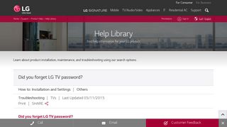 LG Help Library: Did you forget LG TV password? | LG U.A.E
