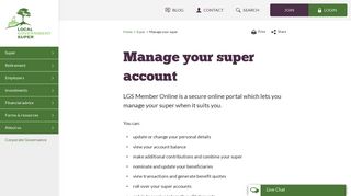 Manage your super online » Local Government Super