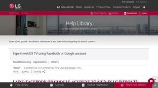 LG Help Library: Sign-in webOS TV using Facebook or Google ...