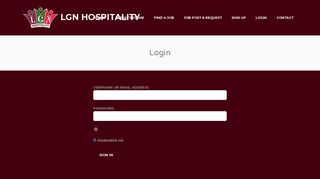 Login | LGN Hospitality