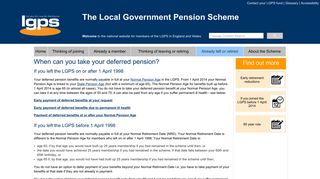 When can you take your deferred pension? - LGPS member site