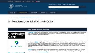 Database, Jurnal, dan Buku Elektronik Online - Perpustakaan UGM