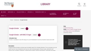 Google Scholar | McMaster University Library