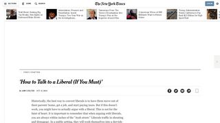 'How to Talk to a Liberal (If You Must)' - The New York Times