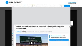Texas billboard that tells 'liberals' to keep driving will come down