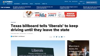 Texas billboard tells liberals to keep driving leave the state - CNBC.com