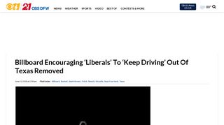 Billboard Encouraging 'Liberals' To 'Keep Driving' Out Of Texas ...