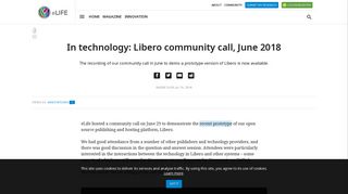 In technology: Libero community call, June 2018 | Inside eLife | eLife