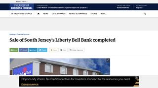 Sale of South Jersey's Liberty Bell Bank to Salisbury, Md.-based ...