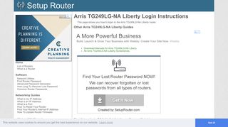 How to Login to the Arris TG249LG-NA Liberty - SetupRouter
