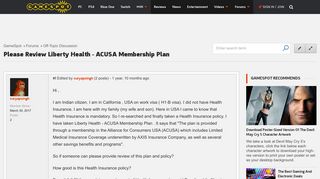 Please Review Liberty Health - ACUSA Membership Plan - Off-Topic ...