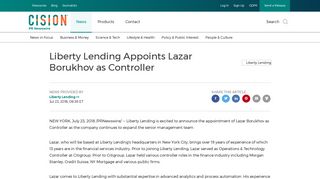 Liberty Lending Appoints Lazar Borukhov as Controller - PR Newswire