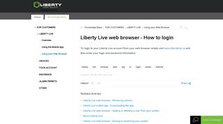 Liberty Live web browser - How to login