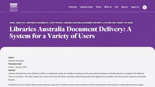 Libraries Australia Document Delivery: A System for a Variety of Users ...