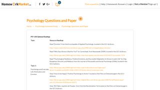 Psychology questions and paper | Psychology homework help