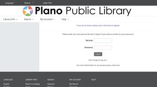Account - Plano Public Library System