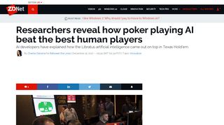 Researchers reveal how poker playing AI beat the best human players ...